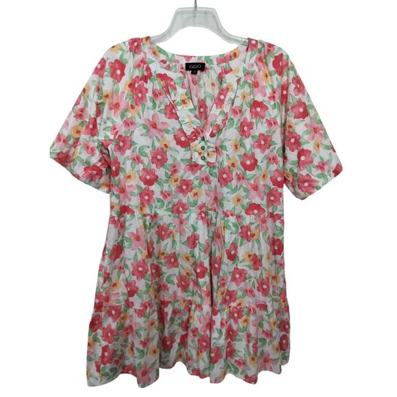 Gigio USA Dresses & Skirts - 5273) Gigio USA Pastel Cotton  Floral Tiered Babydoll Puff Sleeves Dress Medium